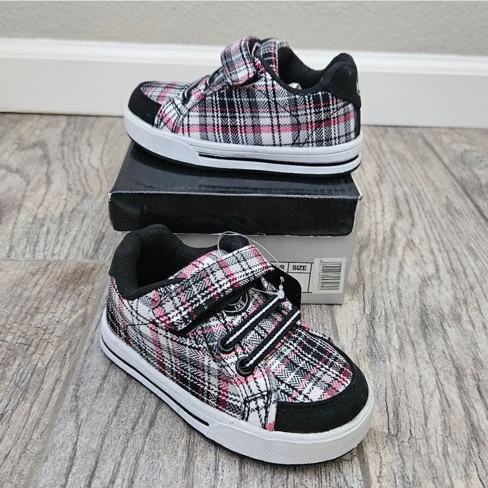 Lakeshore LKS Black and Pink Plaid Shoes Size 6T